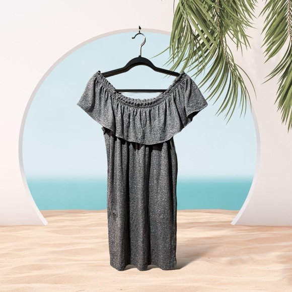 Current/Elliott Heather Grey On/Off Shoulder Mini Dress, super soft - Picture 1 of 10